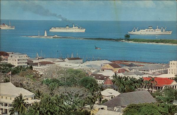Cruise Ships at Anchor Nassau Bahamas Caribbean Islands