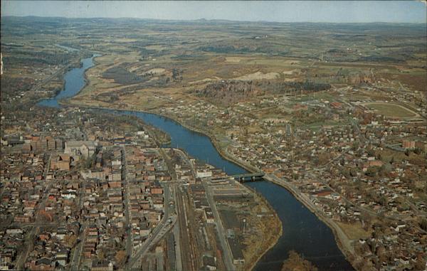 Aerial View at Centre - St. Francis River Sherbrooke QC Canada