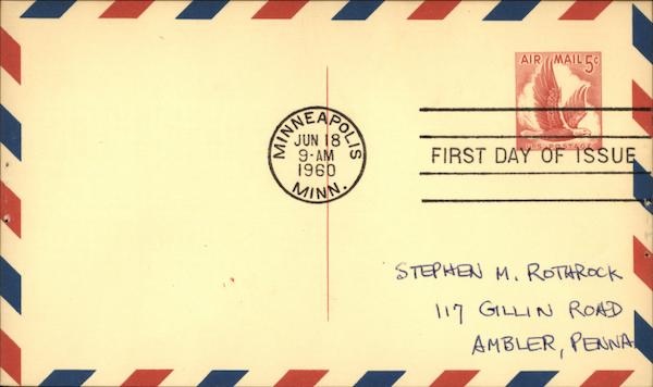 First Day of Issue - 5c Air Mail 1960 First Day Issue Cards