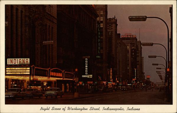 Night Scene of Washington Street Indianapolis