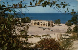 Bathing Pavilion and Parking Lot at Indiana Dunes State Park Postcard