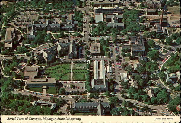 Aerial view of campus, Michigan State University East Lansing, MI