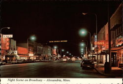 Night Scene on Broadway - Alexandria, Minn Minnesota