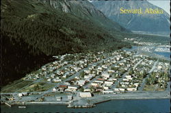 Aerial View of Town Seward, AK Postcard Postcard