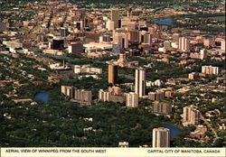 Aerial view of Winnipeg from the South West Manitoba Canada Postcard Postcard