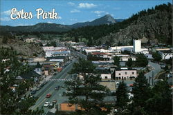 View looking down on Elkhorn Avenue Estes Park, CO Postcard Postcard