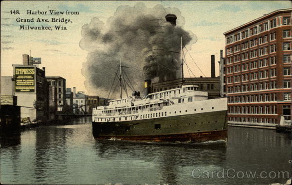 Harbor View from Grand Ave. Bridge Milwaukee Wisconsin