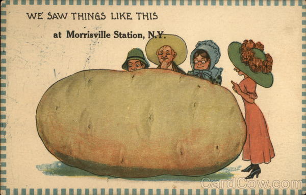 People admiring a huge potato Morrisville Station New York