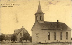 M. E. Church & Parsonage Basehor, KS Postcard Postcard