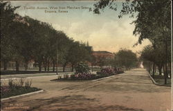Twelfth Avenue, West from Merchant Street Emporia, KS Postcard Postcard