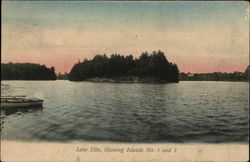 Lake Ellis, Showing Islands No. 1 and 2 Athol, MA Postcard Postcard