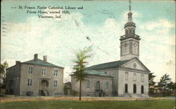 St. Francis Xavier Cathedral, Library and Priests Home, erected 1826 Vincennes, IN Postcard Postcard