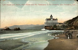 Cliff House and Beach, Seal Rocks and Mt. Tamai pass in the Distance Postcard
