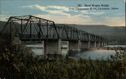 Steel Wagon Bridge over Clearwater River Lewiston, ID Postcard Postcard