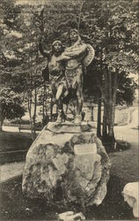 Coming of the White Man Statue in City Park Postcard