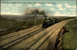 Train No. 3, on line of Union Pacific Granite Canon Station, WY Postcard Postcard
