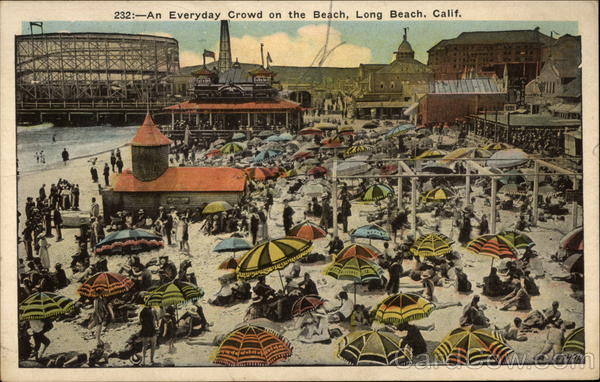 An everyday crowd on the beach Long Beach California
