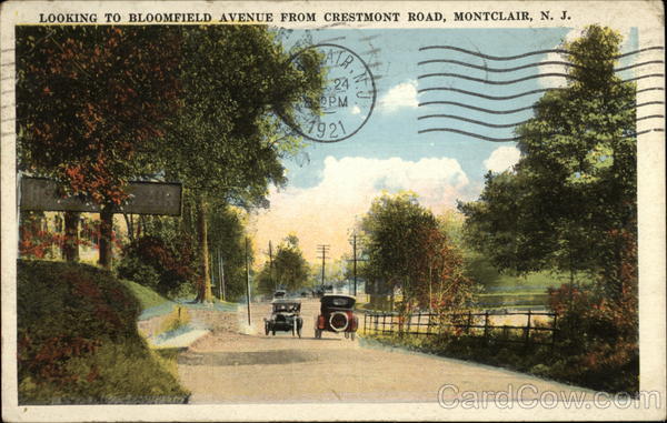 Looking to Bloomfield Avenue from Crestmont Road Montclair New Jersey