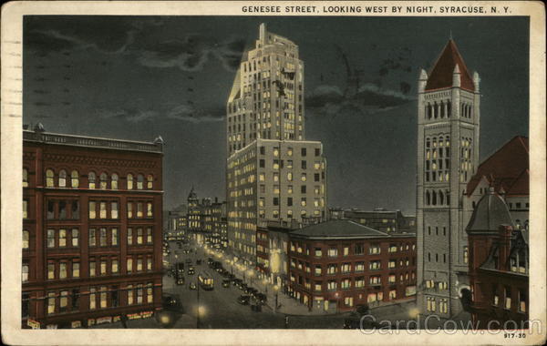 Genesee Street, Looking West By Night Syracuse New York