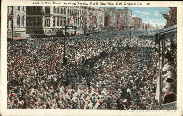 Part of Vast Crowd awaiting Parade, Mardi Gras Day New Orleans Louisiana