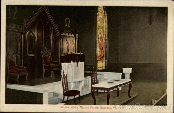 Famous White Marble Pulpit Brandon Vermont