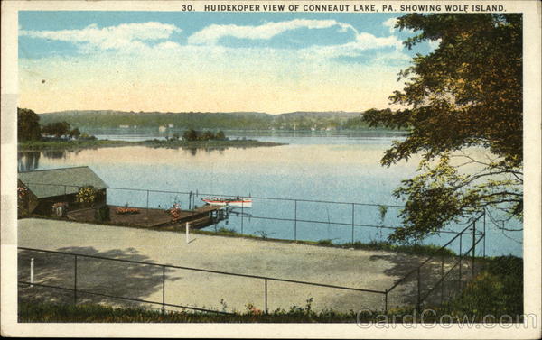 Huidekoper View of Conneaut Lake: Showing Wolf Island Pennsylvania
