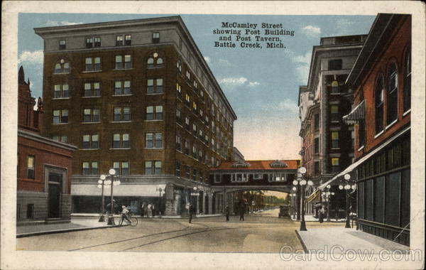 McCamley Street showing Post BUilding and Post Tavern Battle Creek Michigan
