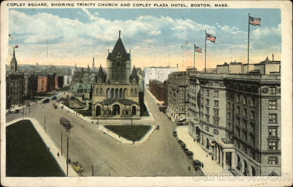 Copley Square, Showing Trinity Church and Copley Plaza Hotel Boston Massachusetts