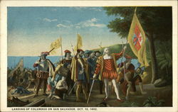 Landing of Columbus on San Salvador, Oct. 12, 1492 Art Postcard Postcard