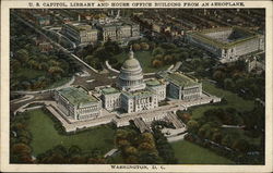 U.S. Capitol, Library and House Office Building from an Aeroplane Postcard