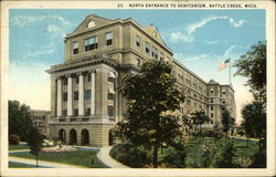 North Entrance to Sanitarium Battle Creek, MI Postcard Postcard