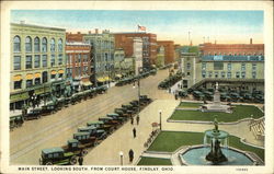 Main Street Looking South from Court House Findlay, OH Postcard Postcard