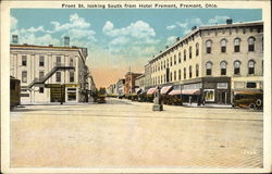 Front St. Looking South from Hotel Fremont Ohio Postcard Postcard