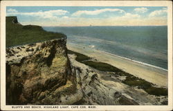 Bluffs and Beach, Highland Light Postcard