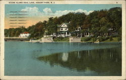 Scene Along Deal Lake, Asbury Park, N.J New Jersey Postcard Postcard