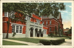 Gymnasium and Wiley High School Terre Haute, IN Postcard Postcard