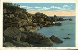 Shore Line, Near Beaver Bay on Highway No 1, North Shore, Lake Superior Scenic, MN Postcard Postcard