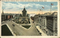 Copley Square, Showing Trinity Church and Copley Plaza Hotel Postcard