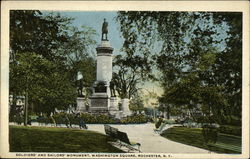Soldier's and Sailor's Monument, Washington Square Rochester, NY Postcard Postcard