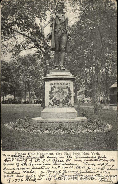 Nathan Hale Monument, City Hall Park New York
