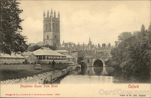 Magdalen Tower from River Oxford England Oxfordshire