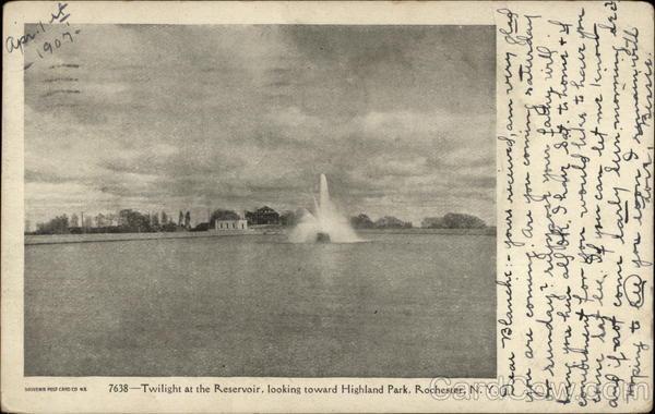 Twilight at the Reservoir, looking toward Highland Park Rochester New York