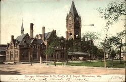 Chicago, Milwaukee & St. Paul's R.R. Depot Postcard