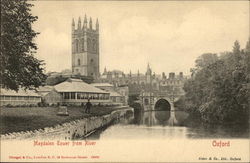 Magdalen Tower from River Oxford, England Oxfordshire Postcard 