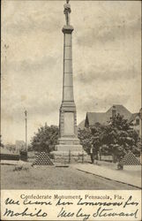 Confederate Monument Pensacola, FL Postcard Postcard