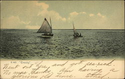 Sail Boats on the Water in the Evening Sailboats Postcard Postcard