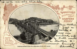 Looking Westward from the Cliffs above the B&O Tunnel Harpers Ferry, WV Postcard Postcard
