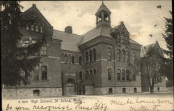 High School St. Johns, MI Postcard Postcard