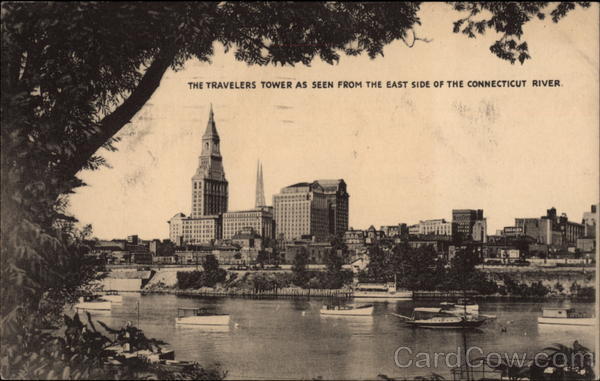 The Travelers Tower as Seen from the East Side of the Connecticut River Hartford