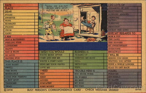 Busy Person's Correspondence Card Correspondence Cards